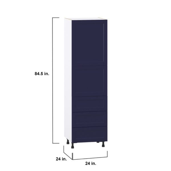 Camellia Painted Midnight Blue Recessed Assembled Pantry Cabinet 2 Doors with 3 Drawers and 2 Inner Drawers (24 in. W X 84.5 in. H X 24 in. D)