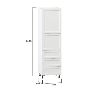 Magnolia Painted Bright White Recessed Assembled Pantry Cabinet 2 Doors with 3 Drawers and 2 Inner Drawers (24 in. W X 84.5 in. H X 24 in. D)