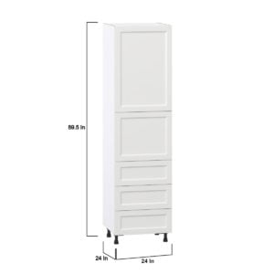 Magnolia Painted Bright White Recessed Assembled Pantry Cabinet 1 Doors with 3 Drawers and 2 Inner Drawers (24 in. W X 89.5 in. H X 24 in. D)