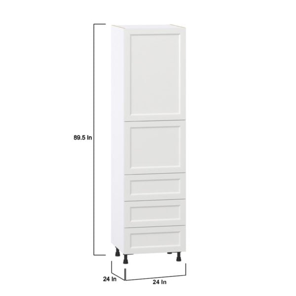 Magnolia Painted Bright White Recessed Assembled Pantry Cabinet 1 Doors with 3 Drawers and 2 Inner Drawers (24 in. W X 89.5 in. H X 24 in. D)