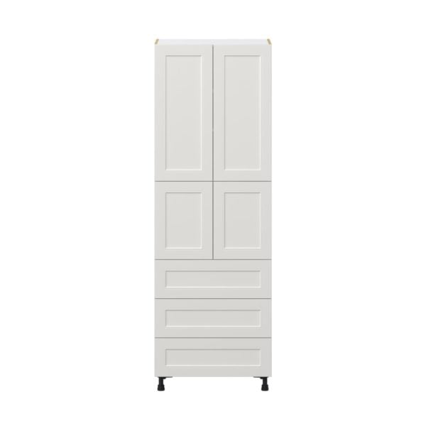 Wisteria Painted Light Gray Recessed Assembled Pantry Cabinet 4 Doors with 3 Drawers and 2 Inner Drawers (30 in. W X 89.5 in. H X 24 in. D)