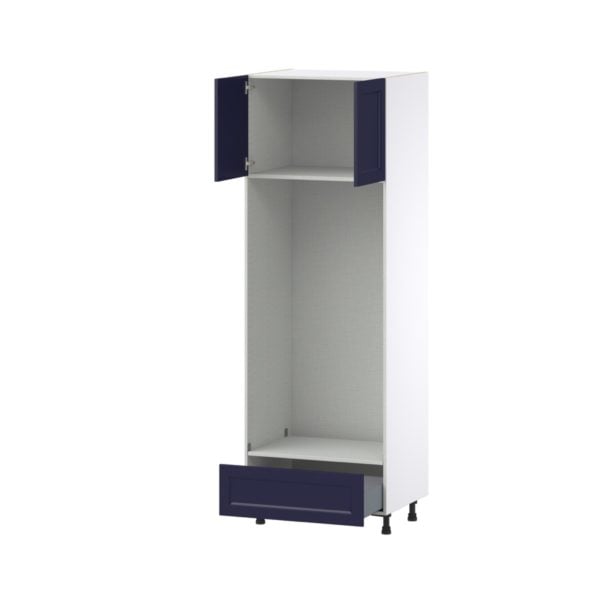 Camellia Painted Midnight Blue Recessed Assembled Pantry Micro/Oven Cabinet with Drawer (30 in. W X 89.5 in. H X 24 in. D)