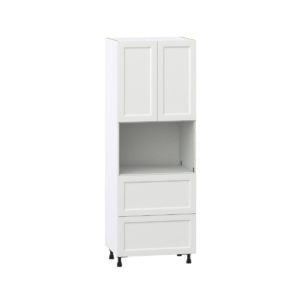 Magnolia Painted Bright White Recessed Assembled Pantry Microwave Cabinet with 2 Drawer (30 in. W X 84.5 in. H X 24 in. D)