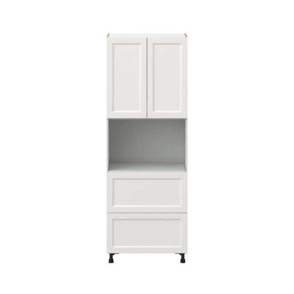 Magnolia Painted Bright White Recessed Assembled Pantry Microwave Cabinet with 2 Drawer (30 in. W X 84.5 in. H X 24 in. D)