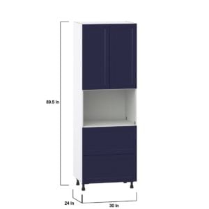 Camellia Painted Midnight Blue Recessed Assembled Pantry Microwave  Cabinet with 2 Drawers (30 in. W x 89.5 in. H x 24 in. D)