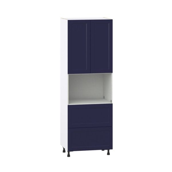 Camellia Painted Midnight Blue Recessed Assembled Pantry Microwave  Cabinet with 2 Drawers (30 in. W x 89.5 in. H x 24 in. D)