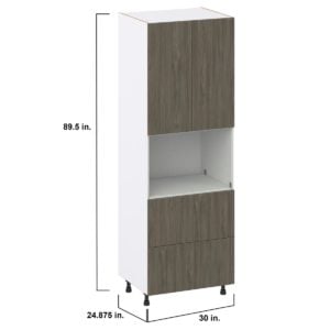 Cordyline Textured Slab Walnut Assembled Pantry Microwave  Cabinet with 2 Drawers (30 in. W x 89.5 in. H x 24 in. D)