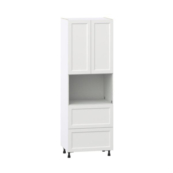 Magnolia Painted Bright White Recessed Assembled Pantry Microwave  Cabinet with 2 Drawers (30 in. W x 89.5 in. H x 24 in. D)