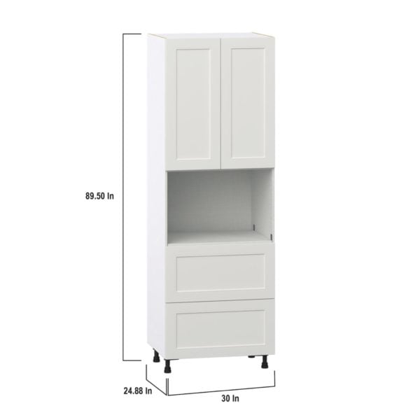 Wisteria Painted Light Gray Recessed Assembled Pantry Microwave  Cabinet with 2 Drawers (30 in. W x 89.5 in. H x 24 in. D)