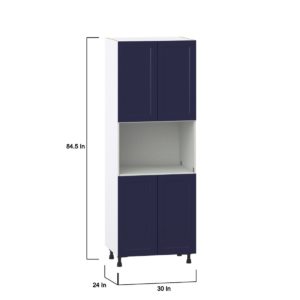 Camellia Painted Midnight Blue Recessed Assembled Pantry Micro/Oven  Cabinet (30 in. W x 84.5 in. H x 24 in. D)