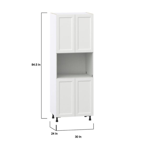 Magnolia Painted Bright White Recessed Assembled Pantry Micro/Oven  Cabinet (30 in. W x 84.5 in. H x 24 in. D)