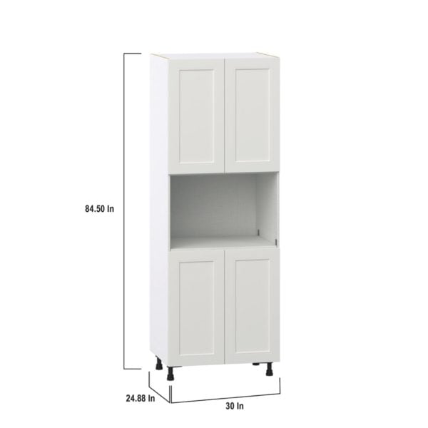 Wisteria Painted Light Gray Recessed Assembled Pantry Micro/Oven  Cabinet (30 in. W x 84.5 in. H x 24 in. D)