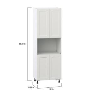 Wisteria Painted Light Gray Recessed Assembled Pantry Micro/Oven  Cabinet (30 in. W x 89.5 in. H x 24 in. D)