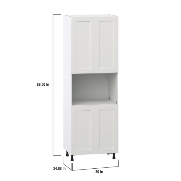 Wisteria Painted Light Gray Recessed Assembled Pantry Micro/Oven  Cabinet (30 in. W x 89.5 in. H x 24 in. D)