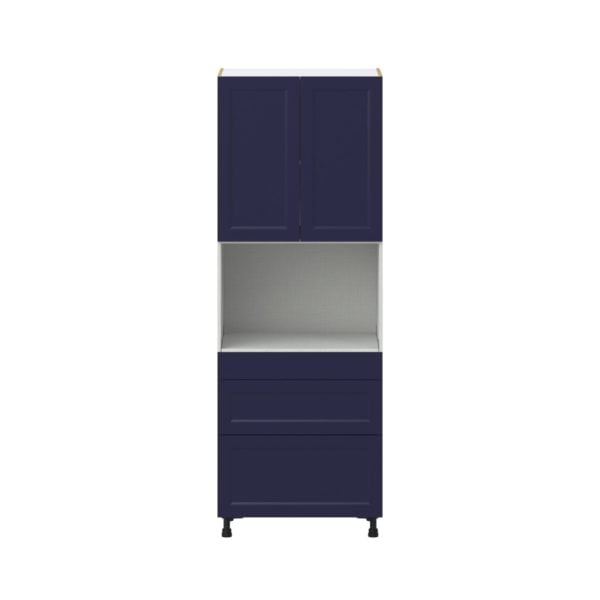 Camellia Painted Midnight Blue Recessed Assembled Pantry Micro/Oven  Cabinet with 3 Drawers (30 in. W x 84.5 in. H x 24 in. D)