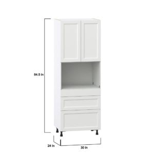 Magnolia Painted Bright White Recessed Assembled Pantry Micro/Oven  Cabinet with 3 Drawers (30 in. W x 84.5 in. H x 24 in. D)