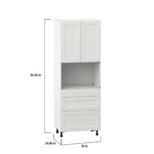 Wisteria Painted Light Gray Recessed Assembled Pantry Micro/Oven  Cabinet with 3 Drawers (30 in. W x 84.5 in. H x 24 in. D)