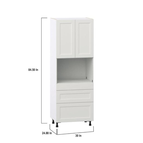 Wisteria Painted Light Gray Recessed Assembled Pantry Micro/Oven  Cabinet with 3 Drawers (30 in. W x 84.5 in. H x 24 in. D)