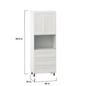 Wisteria Painted Light Gray Recessed Assembled Pantry Microwave Cabinet with 3 Even Drawers (30 in. W X 84.5 in. H X 24 in. D)