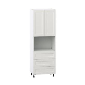 Wisteria Painted Light Gray Recessed Assembled Pantry Microwave Cabinet with 3 Even Drawers (30 in. W X 89.5 in. H X 24 in. D)