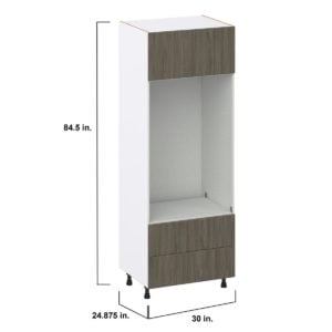 Cordyline Textured Slab Walnut Assembled Pantry Micro/Oven Combo  Cabinet with 2 Drawers  (30 in. W x 84.5 in. H x 24 in. D)