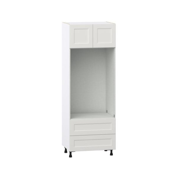 Wisteria Painted Light Gray Recessed Assembled Pantry Micro/Oven Combo  Cabinet with 2 Drawers  (30 in. W x 84.5 in. H x 24 in. D)