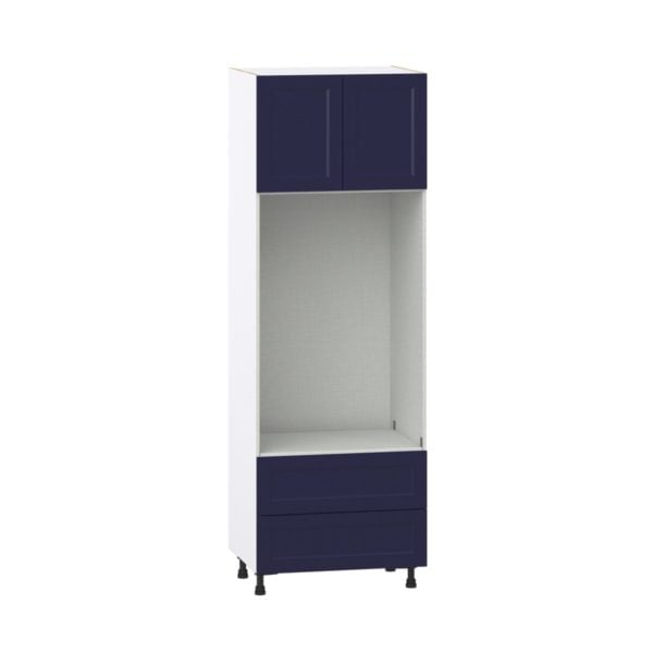 Camellia Painted Midnight Blue Recessed Assembled Pantry Micro/Oven Combo  Cabinet with 2 Drawers (30 in. W x 89.5 in. H x 24 in. D)