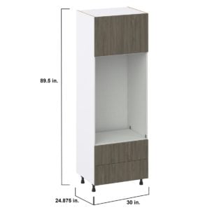 Cordyline Textured Slab Walnut Assembled Pantry Micro/Oven Combo  Cabinet with 2 Drawers (30 in. W x 89.5 in. H x 24 in. D)