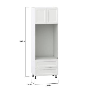 Magnolia Painted Bright White Recessed Assembled Pantry Micro/Oven Combo  Cabinet with 2 Drawers (30 in. W x 89.5 in. H x 24 in. D)