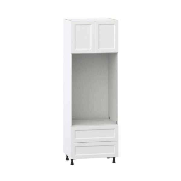 Magnolia Painted Bright White Recessed Assembled Pantry Micro/Oven Combo  Cabinet with 2 Drawers (30 in. W x 89.5 in. H x 24 in. D)