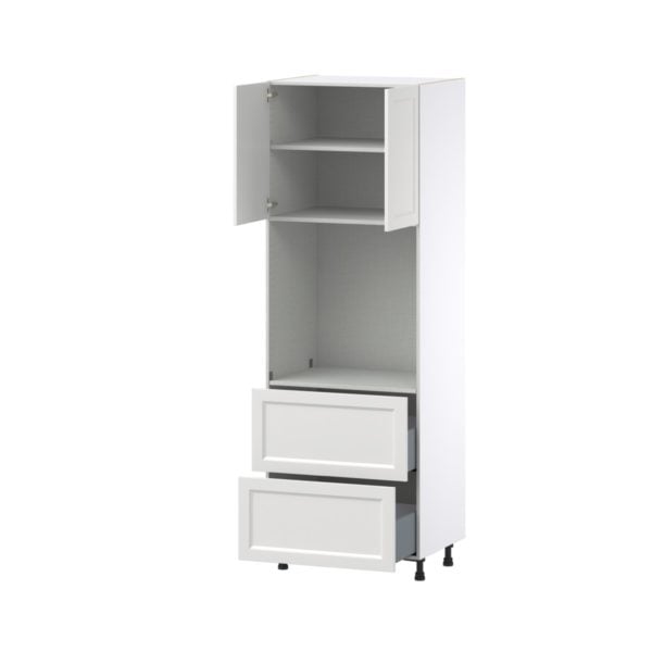 Magnolia Painted Bright White Recessed Assembled Pantry Single Oven Cabinet with 2 Drawer (30 in. W X 89.5 in. H X 24 in. D)