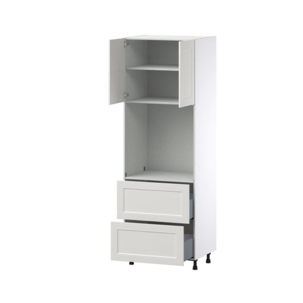 Wisteria Painted Light Gray Recessed Assembled Pantry Single Oven Cabinet with 2 Drawer (30 in. W X 89.5 in. H X 24 in. D)