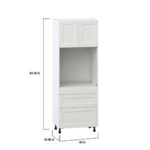 Wisteria Painted Light Gray Recessed Assembled Single Oven  Cabinet with 3 Drawers (30 in. W x 84.5 in. H x 24 in. D)