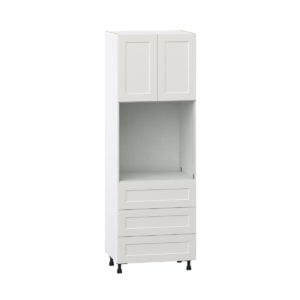 Wisteria Painted Light Gray Recessed Assembled Pantry Single Oven Cabinet with 3 Even Drawers (30 in. W X 89.5 in. H X 24 in. D)