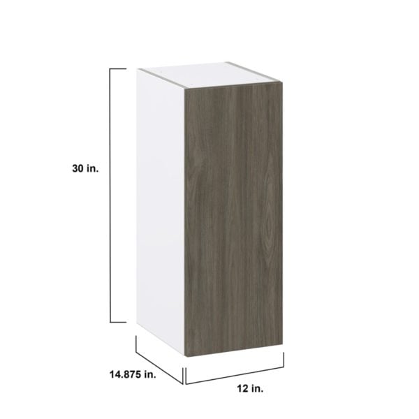 Cordyline Textured Slab Walnut Assembled Wall  Cabinet With Full High Door (12 in. W x 30 in. H x 14 in. D)