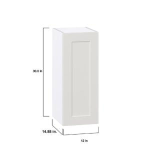 Wisteria Painted Light Gray Recessed Assembled Wall  Cabinet With Full High Door (12 in. W x 30 in. H x 14 in. D)