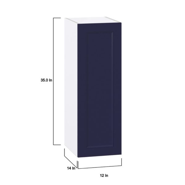 Camellia Painted Midnight Blue Recessed Assembled Wall  Cabinet with Full High Door (12 in. W x 35 in. H x 14 in. D)