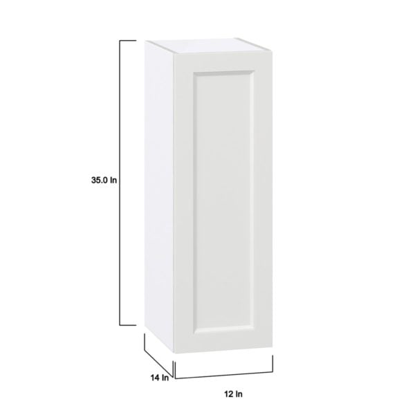 Magnolia Painted Bright White Recessed Assembled Wall  Cabinet with Full High Door (12 in. W x 35 in. H x 14 in. D)