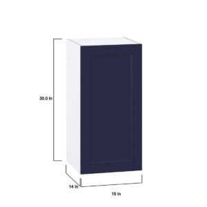 Camellia Painted Midnight Blue Recessed Assembled Wall  Cabinet with Full High Door (15 in. W x 30 in. H x 14 in. D)