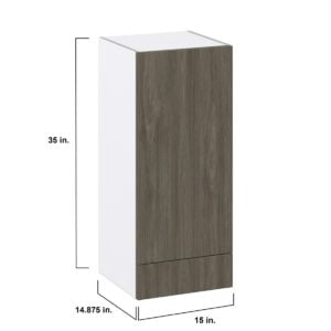 Cordyline Textured Slab Walnut Assembled Wall  Cabinet with a Door and a 5 in. Drawer (15 in. W x 35 in. H x 14 in. D)