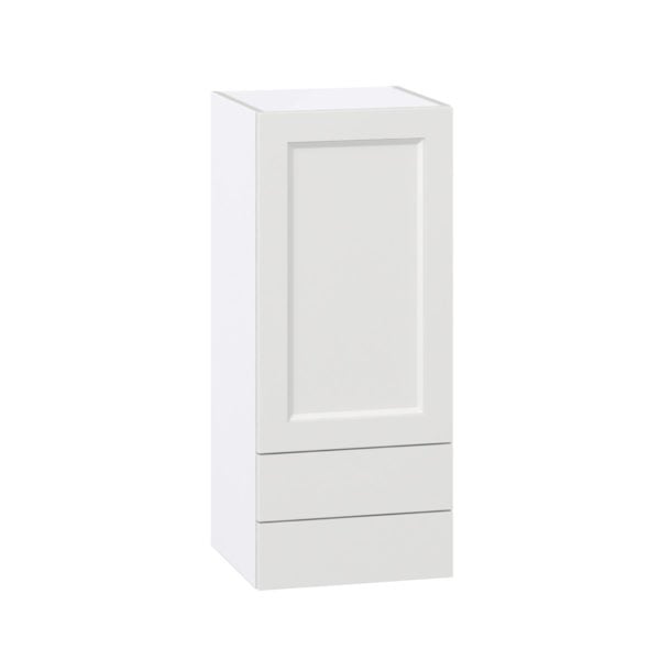 Magnolia Painted Bright White Recessed Assembled Wall  Cabinet with a Door and Two 5 in. Drawers (15 in. W x 35 in. H x 14 in. D)