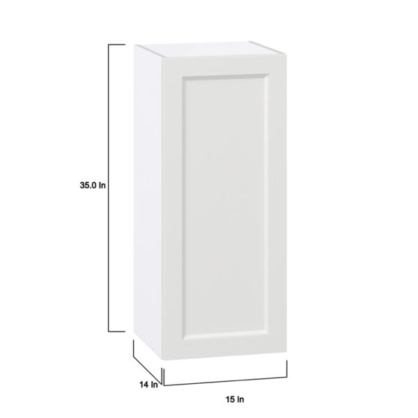 Magnolia Painted Bright White Recessed Assembled Wall  Cabinet with Full High Door (15 in. W x 35 in. H x 14 in. D)