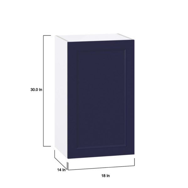 Camellia Painted Midnight Blue Recessed Assembled Wall  Cabinet with Full high Door (18 in. W x 30 in. H x 14 in. D)