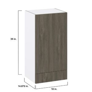 Cordyline Textured Slab Walnut Assembled Wall  Cabinet with a Door and a 5 in. Drawer (18 in. W x 35 in. H x 14 in. D)