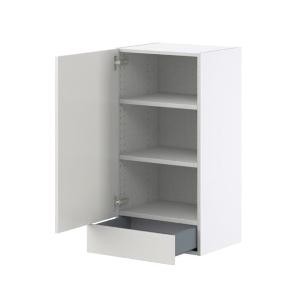 Wisteria Painted Light Gray Recessed Assembled Wall  Cabinet with a Door and a 5 in. Drawer (18 in. W x 35 in. H x 14 in. D)