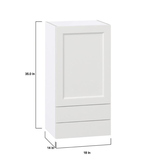 Magnolia Painted Bright White Recessed Assembled Wall  Cabinet with a Door and Two 5 in. Drawers (18 in. W x 35 in. H x 14 in. D)