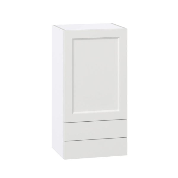 Magnolia Painted Bright White Recessed Assembled Wall  Cabinet with a Door and Two 5 in. Drawers (18 in. W x 35 in. H x 14 in. D)