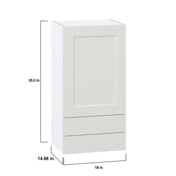 Wisteria Painted Light Gray Recessed Assembled Wall  Cabinet with a Door and Two 5 in. Drawers (18 in. W x 35 in. H x 14 in. D)