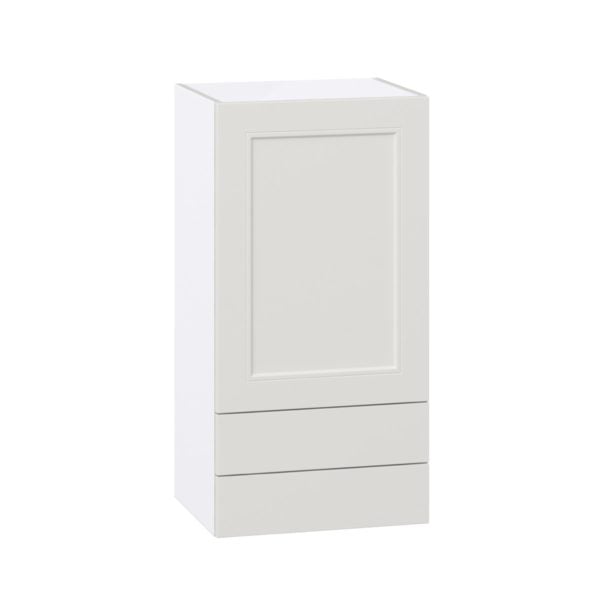 Wisteria Painted Light Gray Recessed Assembled Wall  Cabinet with a Door and Two 5 in. Drawers (18 in. W x 35 in. H x 14 in. D)