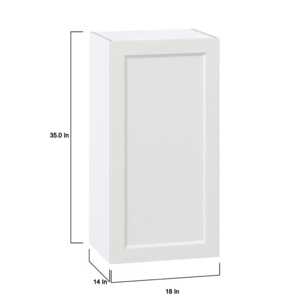 Magnolia Painted Bright White Recessed Assembled Wall  Cabinet with Full High Door (18 in. W x 35 in. H x 14 in. D)